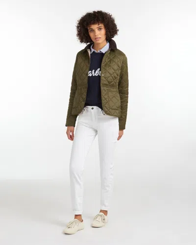 Barbour Deveron Quilted Buttoned Jacket In Green
