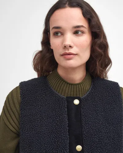 Barbour Dulsie High Pile Fleece Quilted Vest In Black