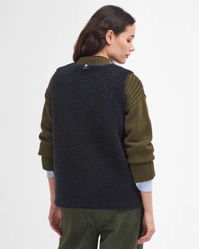 Barbour Dulsie High Pile Fleece Quilted Vest In Black