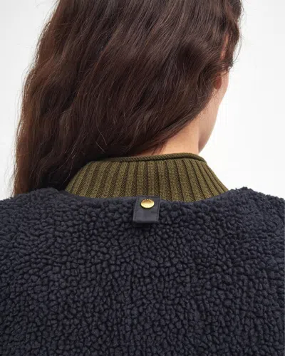 Barbour Dulsie High Pile Fleece Quilted Vest In Black