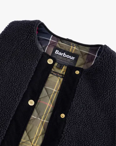 Barbour Dulsie High Pile Fleece Quilted Vest In Black