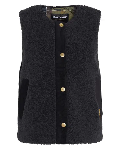 Barbour Dulsie High Pile Fleece Quilted Vest In Black