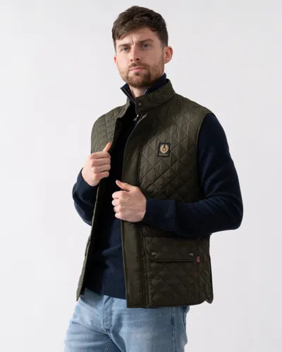 Belstaff Quilted Diamond Recycled Front Pockets Jacket In Green