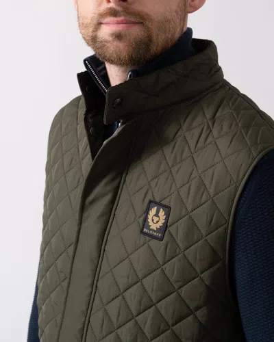 Belstaff Quilted Diamond Recycled Front Pockets Jacket In Green