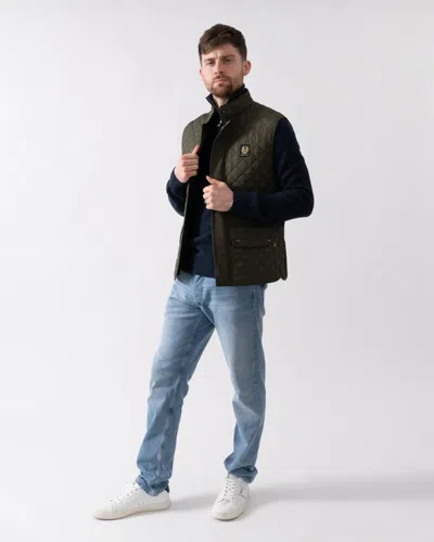 Belstaff Quilted Diamond Recycled Front Pockets Jacket In Green