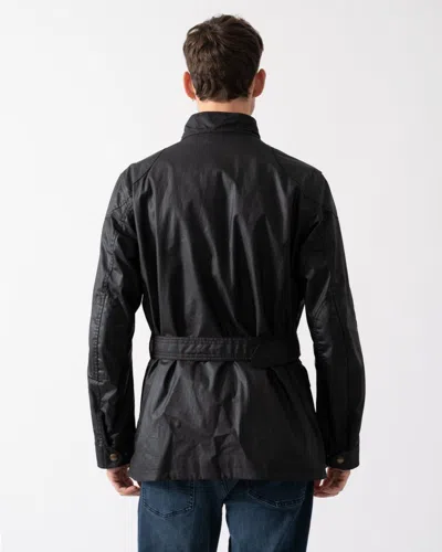 Belstaff Trialmaster Belted Waxed Cotton Jacket In Black