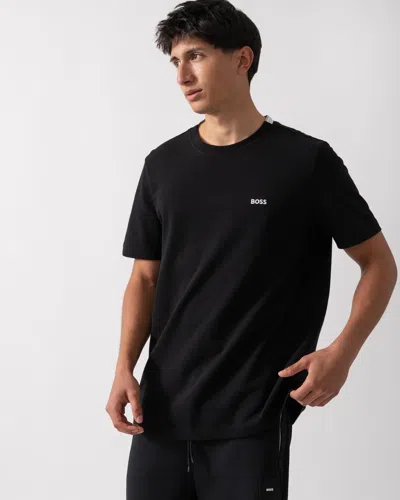 Hugo Boss Tee Mens Stretch Cotton T-shirt With Contrast Logo Nos In Black