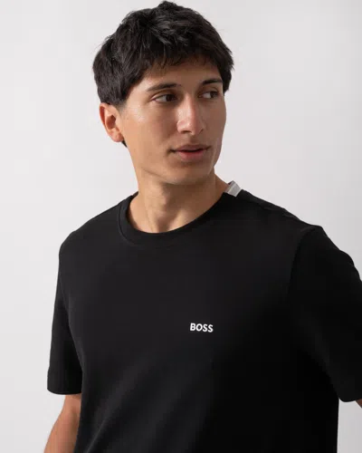 Hugo Boss Tee Mens Stretch Cotton T-shirt With Contrast Logo Nos In Black