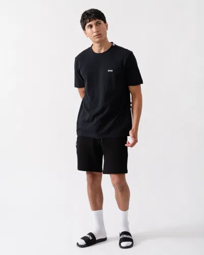 Hugo Boss Tee Mens Stretch Cotton T-shirt With Contrast Logo Nos In Black