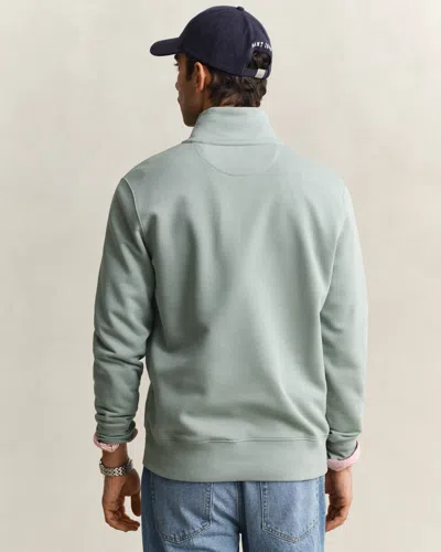 Gant Mens Regular Fit Shield Logo Half Zip Sweatshirt In Green