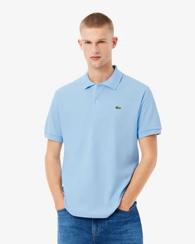 Lacoste Cotton Piquet Polo Shirt In Powder Blue In Patterned Blue