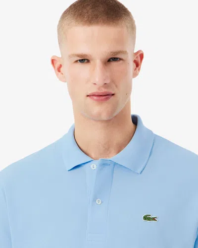 Lacoste Cotton Piquet Polo Shirt In Powder Blue In Patterned Blue