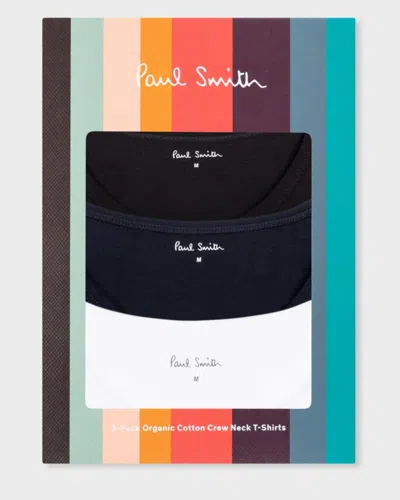 Paul Smith 3 Pack Mens Script Logo T-shirts In Black