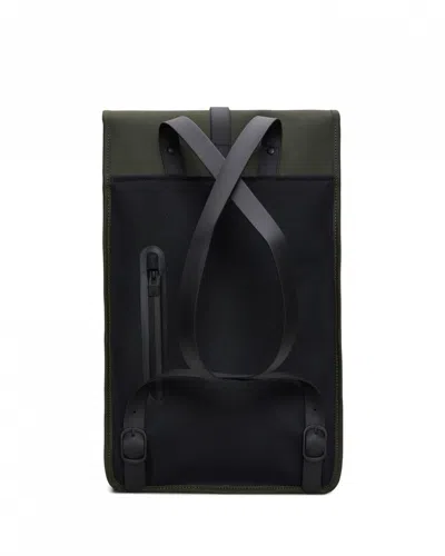 Rains Logo Detailed Foldover Top Backpack In Green
