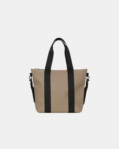 Rains Mini Faux Leather Tote Bag In Brown