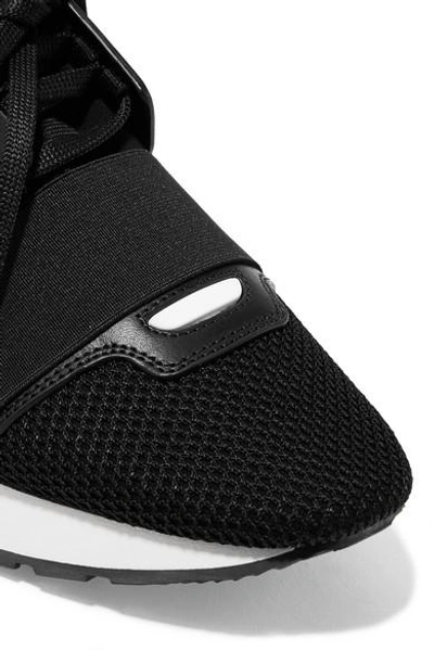 Shop Balenciaga Race Runner Leather, Mesh And Neoprene Sneakers In Black