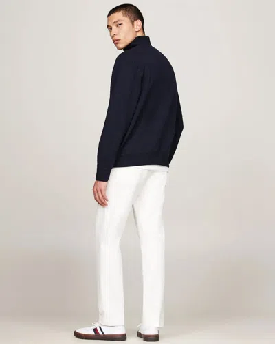 Tommy Hilfiger Essential Fleece Mens Half Zip Sweatshirt In Blue