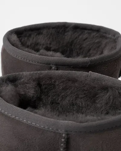 Ugg Classic Mini Grey Ankle Boots With Logo Patch On The Rear In Suede Woman In Gray