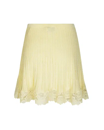 Self-portrait Chic Pointelle Knit Mini Skirt In Yellow