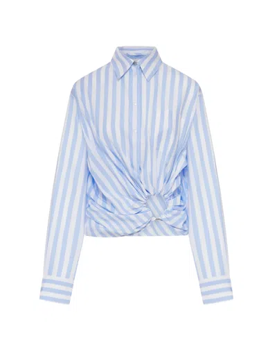 Sportmax Palmizi Striped Knotted Shirt In Blue
