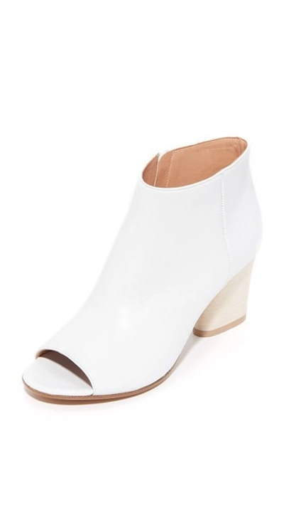 Shop Maison Margiela Peep Toe Ankle Boots In 白色