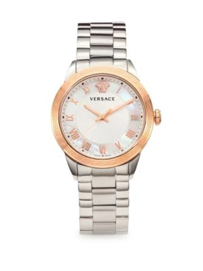 Versace Stainless Steel Quartz Watch In Na