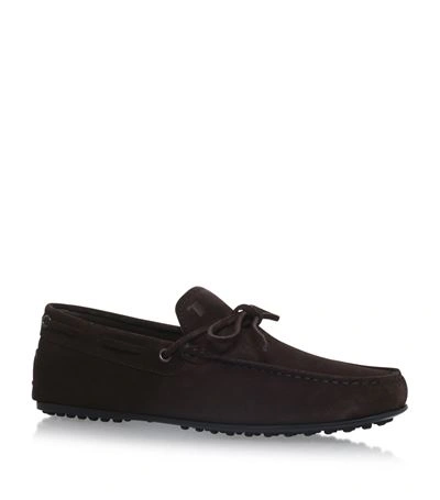 Tod's Suede Gommino Driving Shoes In Neronero