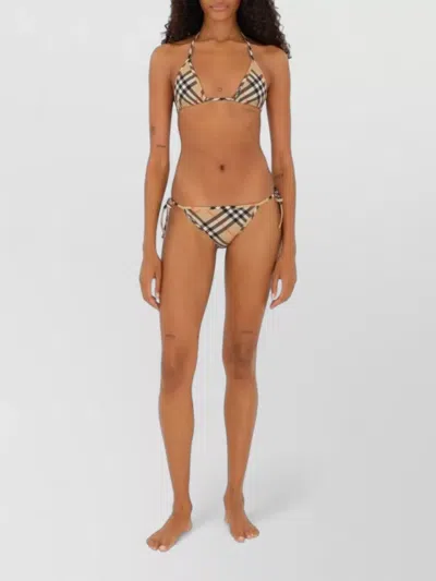 Burberry Check Triangle Bikini Brief Tie Side Straps In Silver