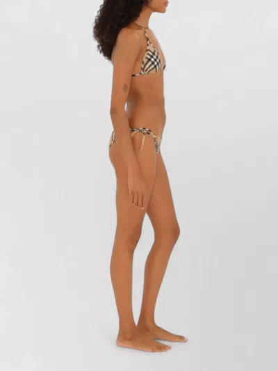 Burberry Check Triangle Bikini Brief Tie Side Straps In Silver
