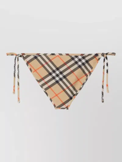 Burberry Check Triangle Bikini Brief Tie Side Straps In Silver