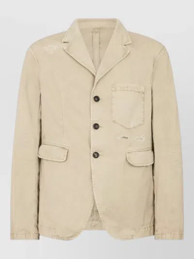 Dsquared2 Beige Solid Notched Lapel Blazer In Brown