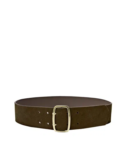Massimo Dutti Cinturón Hebilla Rectangular Piel Serraje In Brown