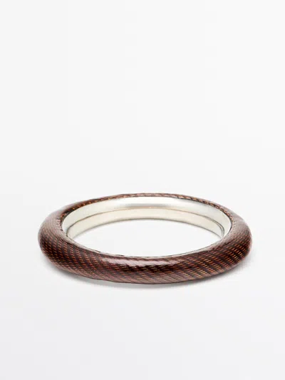 Massimo Dutti Pulsera Esmalte Textura In Silver