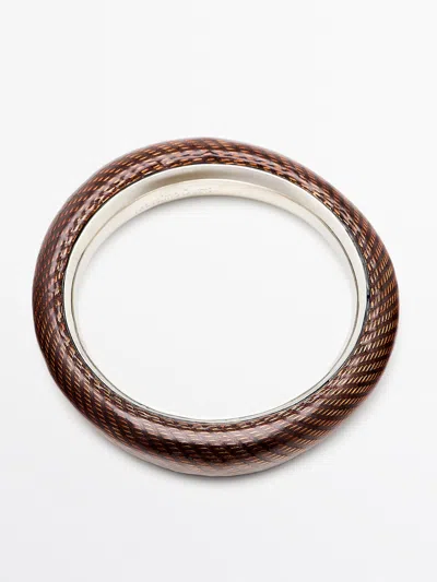 Massimo Dutti Pulsera Esmalte Textura In Silver