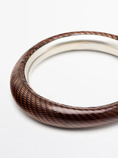 Massimo Dutti Pulsera Esmalte Textura In Silver