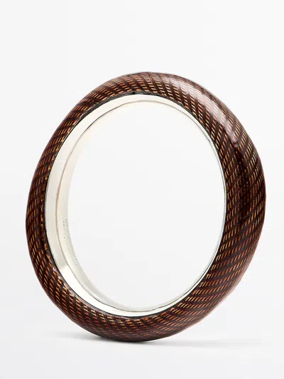 Massimo Dutti Pulsera Esmalte Textura In Silver