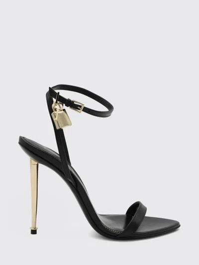 Tom Ford Paintdlock Pointed-toe Buckle Sandals With Signature Metal Heel In Black