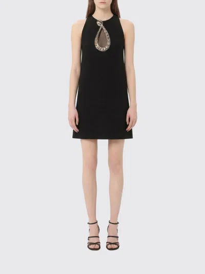 Valentino Garavani Rhinestone Snake Embroidery Crepe Couture Short Dress In Black