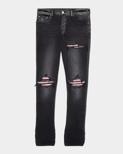 Amiri Straight Denim Jeans Belt Loops Five Pockets In Black