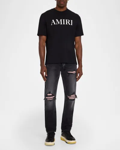 Amiri Straight Denim Jeans Belt Loops Five Pockets In Black