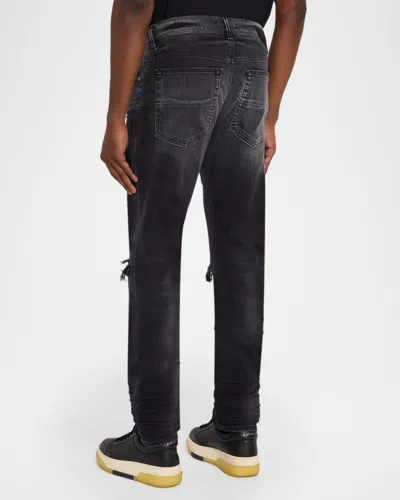 Amiri Straight Denim Jeans Belt Loops Five Pockets In Black