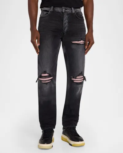 Amiri Straight Denim Jeans Belt Loops Five Pockets In Black