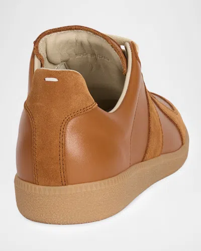Maison Margiela Brown Suede Panel Low-top Sneakers In Brown
