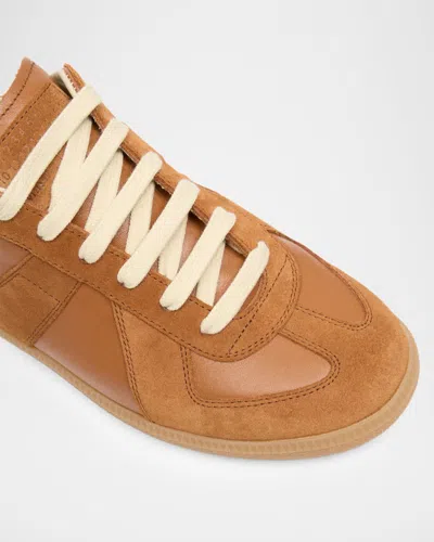Maison Margiela Brown Suede Panel Low-top Sneakers In Brown