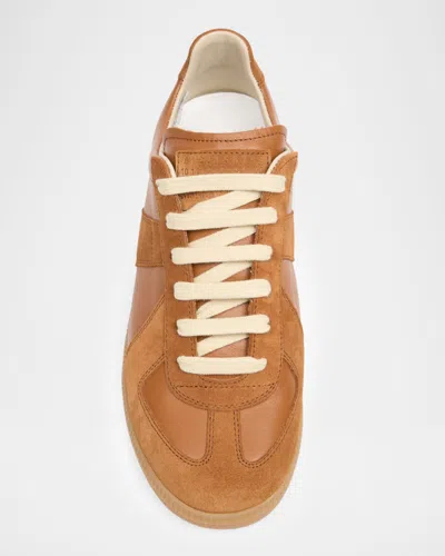 Maison Margiela Brown Suede Panel Low-top Sneakers In Brown