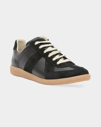 Maison Margiela Replica Suede Leather Gum Sole Sneakers In Black