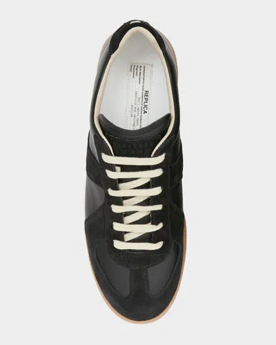 Maison Margiela Replica Suede Leather Gum Sole Sneakers In Black