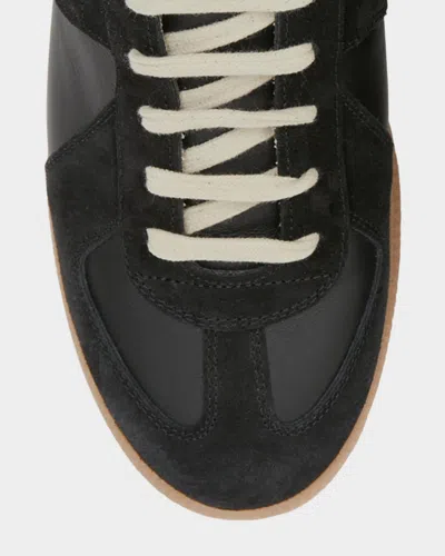 Maison Margiela Replica Suede Leather Gum Sole Sneakers In Black