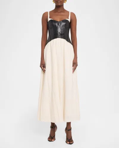 Simkhai Cortland Belted Bustier Midi Dress In Black Multi In Black