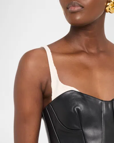 Simkhai Cortland Belted Bustier Midi Dress In Black Multi In Black
